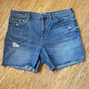 Everlane Womens Distressed Denim Shorts